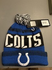 Indianapolis Colts New Era NFL Football Team Logo Beanie Sports Pom Winter Hat