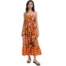 Farm Rio Women's Summer Dream Belted Maxi Dress Orange Size Large NWT