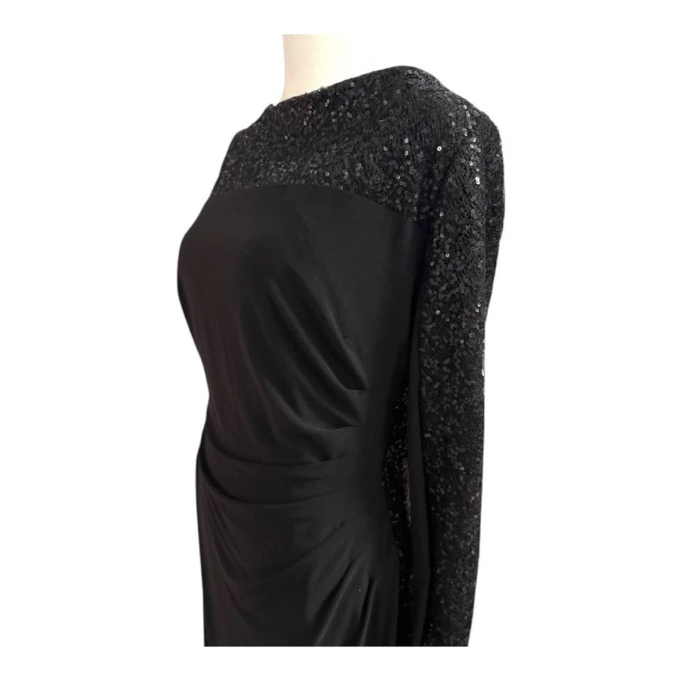 Vestido de cóctel para mujer American Living negro lentejuelas talla 10 baile semiformal Foto 3 de 4