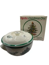 Spode Christmas Tree Casserole with Lid Handles  Oven to Table England