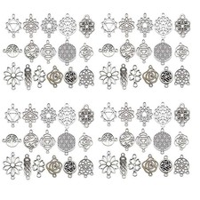 WOCRAFT 120pcs Antique Silver Flower Connector Charms for Jewelry Making