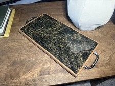 Green Marble serving tray with Chrome handles Custom made