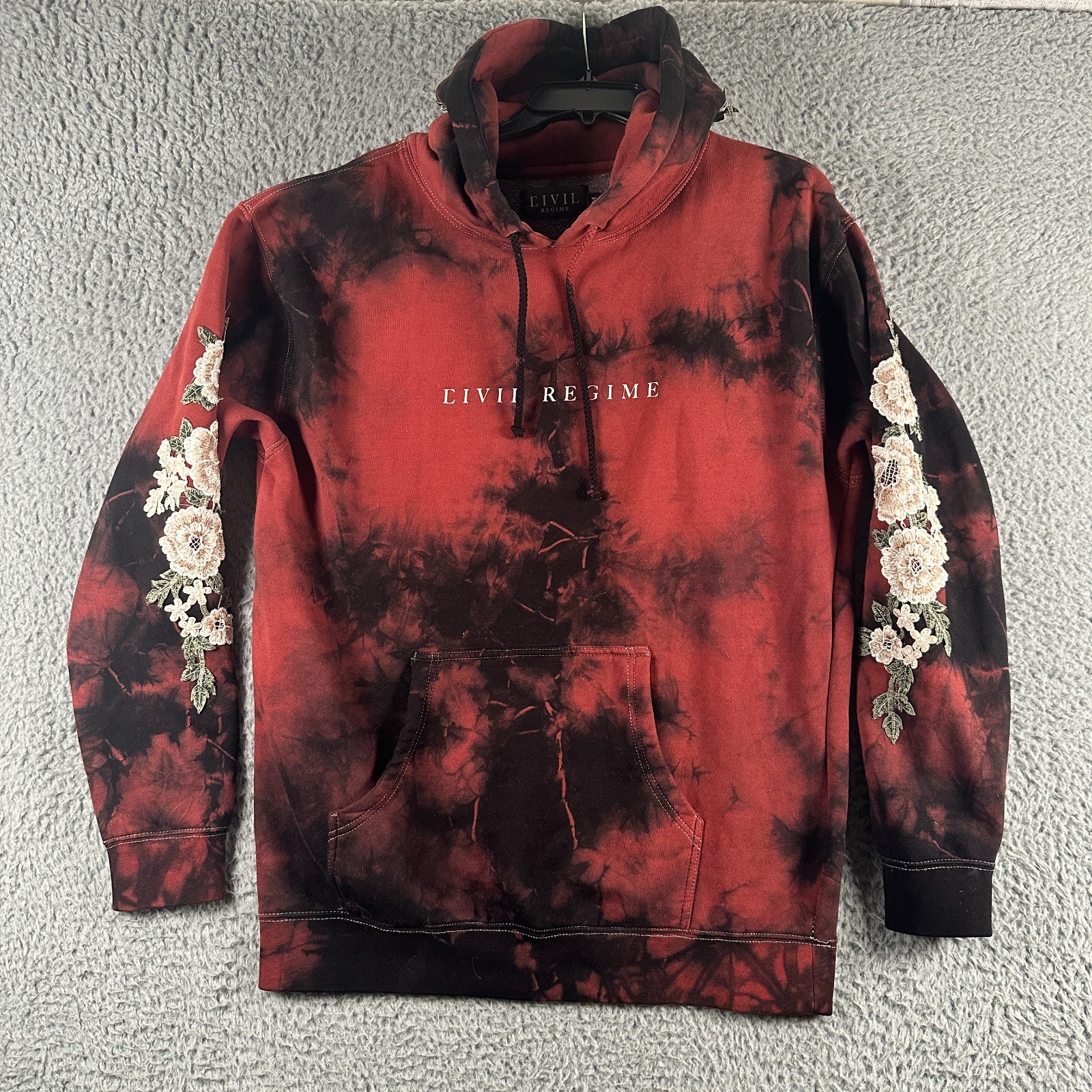 Civil Regime Hoodie Men Medium Tie Dye Sweatshirt Embroidery Roses Flower