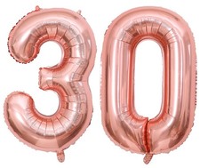 40Inch 30 Balloon Numbers Rose Gold Helium Number 30 Balloons Self-Sealing fo...