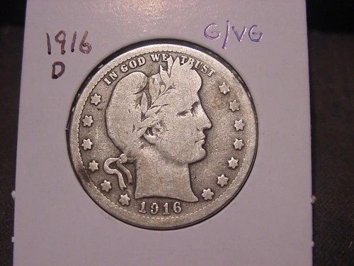 1916-D BARBER QUARTER G VG POPULAR BETTER DATE FREE SHIPPING