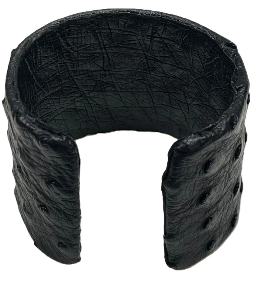 BRAZALETE BRAZALETE PIEL PIEL DE AVESTRUZ GENUINO - Negro - 2" ANCHO - LGE - NUEVO Foto 3 de 4