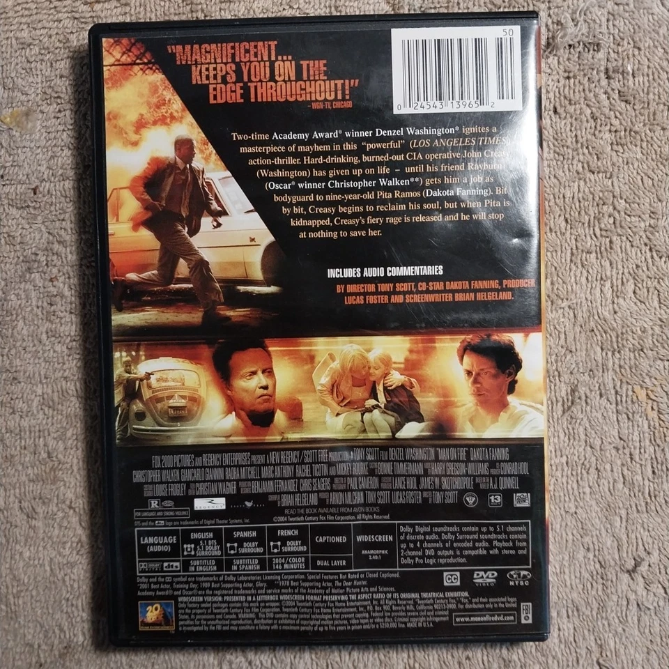 Man on Fire - DVD - Denzel Washington - Widescreen - Image 2 of 3