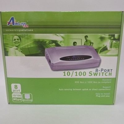 Airlink 101 8 Port Ethernet Switch 10/100 Mbps Network Hub Desktop LAN Switch