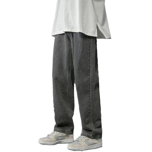 Trendy Korean Baggy Jeans for Men Straight Leg Pants in Various Colors - Picture 6 of 20