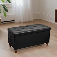 GLAXYFUR 30 Inches Storage Ottoman Bench with 30"D x 15"W x 15.7"H, Black 