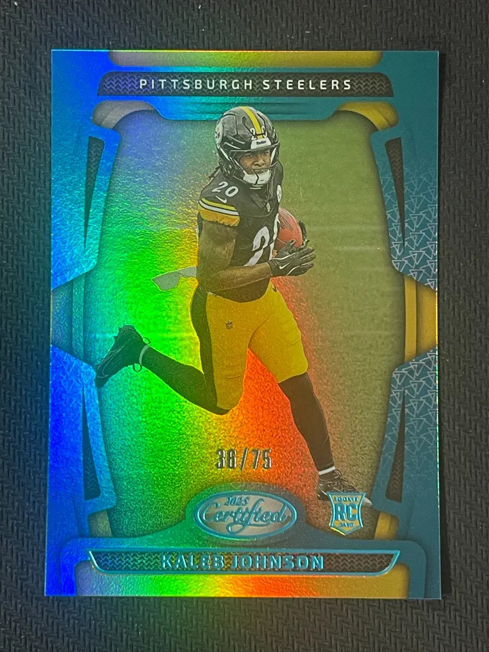 2025 Panini Certified - Mirror Teal RC #142 Kaleb Johnson /75 Steelers JP -YT92