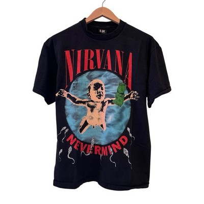 90’s Nirvana Nevermind Euro Tee Rare !! Nirvana Nevermind 90s RARE Vintage Reprint Single Stitch T-shirt