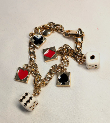 Brooks and Bently RAR: vergoldetes Glücksspiel Bettelarmband; emaillierte Charms