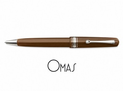 OMAS Paragon BROWN Ballpoint Pen with Greek Gold Body 12 Sides Vintage 2002