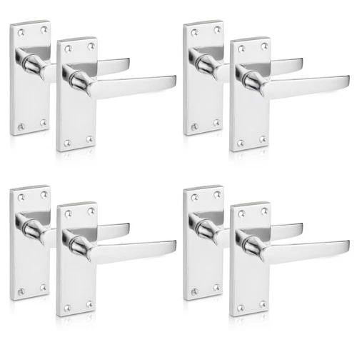 Victorian Flat Lever Door Handles Internal Polished Chrome 4 Pairs