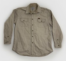 VTG Carhartt Shirt Adult Large Beige Ripstop Cotton Distressed Workwear Y2K