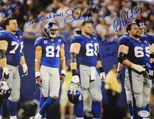 SEUBERT-SNEE-O'HARA NY Giants Signed  11x14 Photo JSA 2X SB CHAMP INSC BRICK WAL