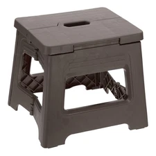 8" Folding Step Stool for Adults 88 lbs Capacity Brown