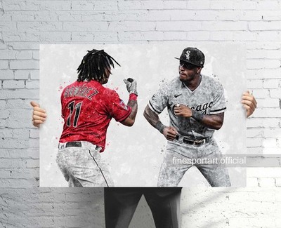 Jose Ramirez and Tim Anderson Canvas Wall Art / Poste fight Baseball Print 