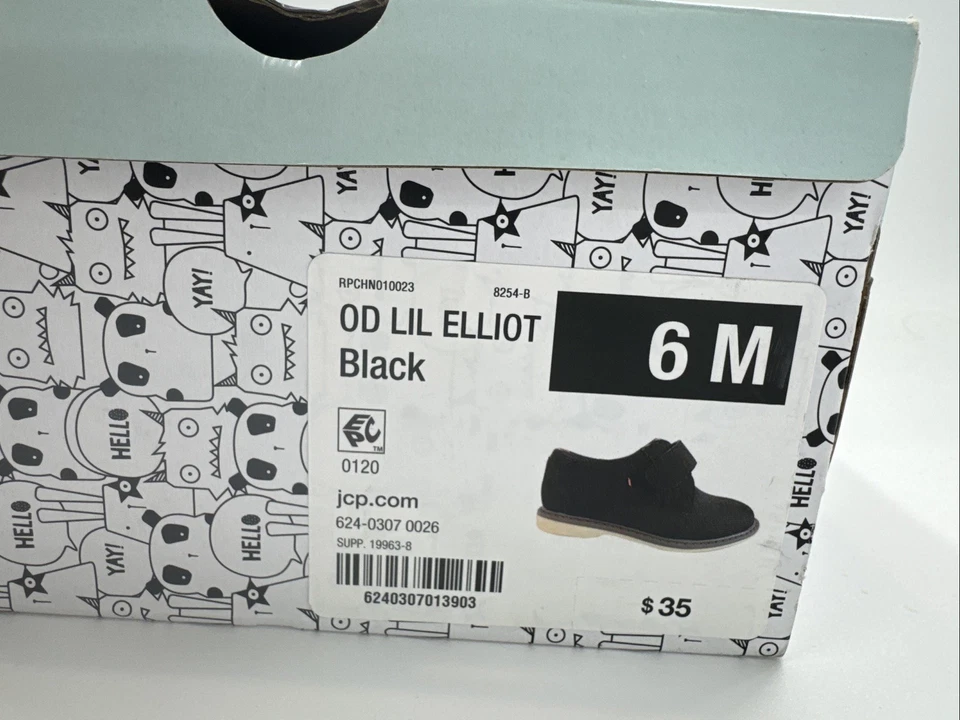 Okie Dokie Shoes Toddler Boys 6 Black Lil Elliot Hook Loop Memory Foam NEW w/BOX - Image 2 of 4