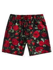 Men's Floral Print Shorts Drawstring Swimming Board Shorts Athletic Sport Sho...