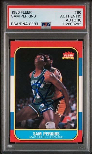 1986-87 Fleer #86 Sam Perkins RC Autograph PSA Authentic Auto 10 view 1