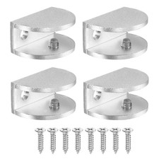 4 Pcs Adjustable Frameless Glass Shelf Bracket, Shower Glass Clamp Clips, Silver