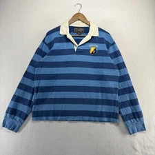 Vintage Abercrombie Fitch Rugby Shirt Men's large Blue Colorblock Boxy Crop y2k