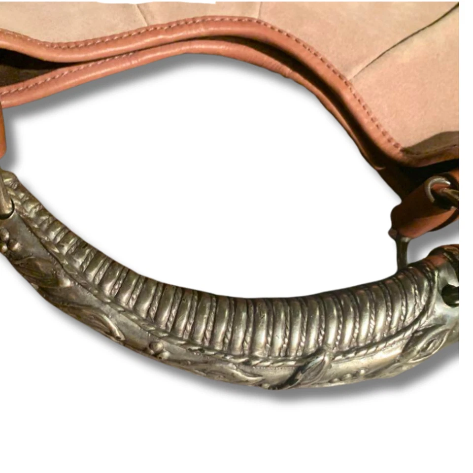 Bolso de Mano Yves Saint Laurent Mombasa Gamuza Cuero Metal Mango Rosa 414 NNBc85 Foto 4 de 4