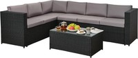 Rattanstar 3 Piece Rattan Garden Furniture Set Black & Grey Collect NN5