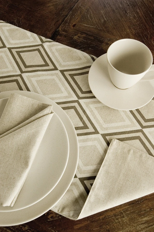 Corredor de mesa de lino diamante, 13"x36", lino Foto 2 de 4