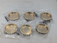Lot Of 6 Closet Sliding Door Finger Pull, Polished Brass, 2-1/8" Round, w/Nails