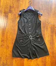Vintage Y2K Boohoo Black Button Front Utility Playsuit UK 12 Indie Sleaze Dress