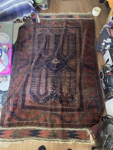 ￼ Antique Afghan Rug 44 X 60