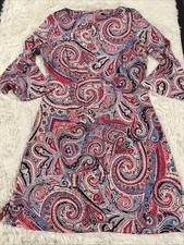 Tommy Hilfiger womens popping paisly dress 10 preppy coastal