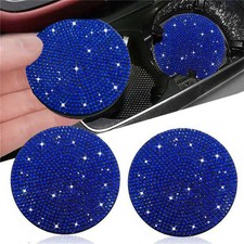 2pcs Blue Bling Car Cup Holder Insert Coaster Mat Vehicle Interior Accessories