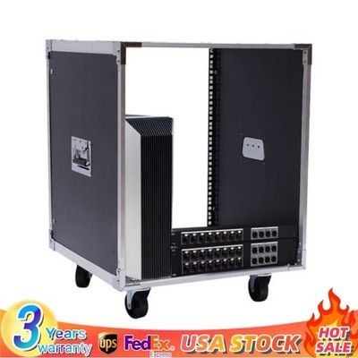 12U Cabinet Rolling Network Rack Audio Studio Video Telecom Equipment Rack Black