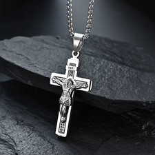 Jesus Christus Kreuz Halskette Herren Damen Christ Anhänger