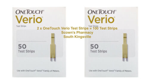 One Touch Verio Blood Glucose Double Pack Test Strips 2 x 50 = 100 Genuine & NEW - Photo 1 sur 4