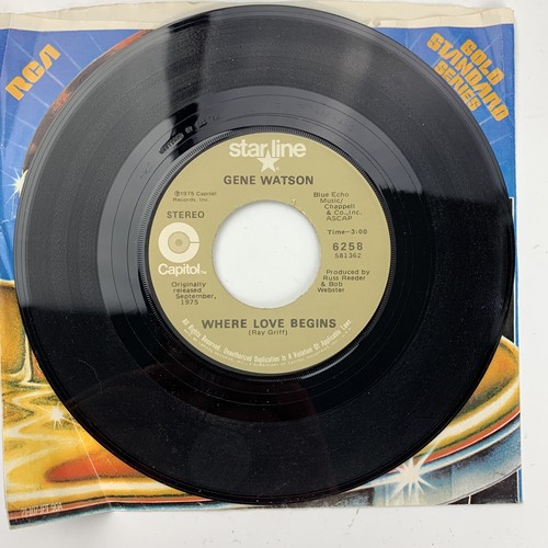 Gene Watson Where Love Begins / Love in The Hot Afternoon Record 45 RPM Vinyl - Afbeelding 1 van 2