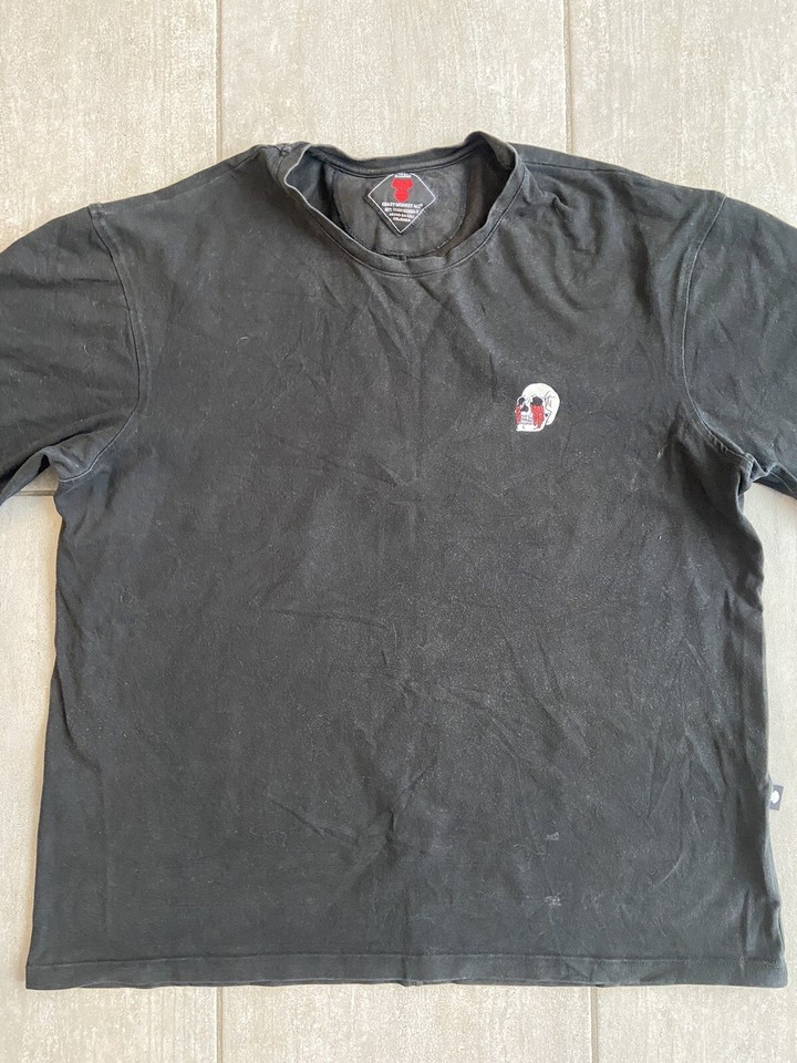 Crazy Monkey T Shirt Skateboard Bleeding Skull Top Size XL Black Y2K