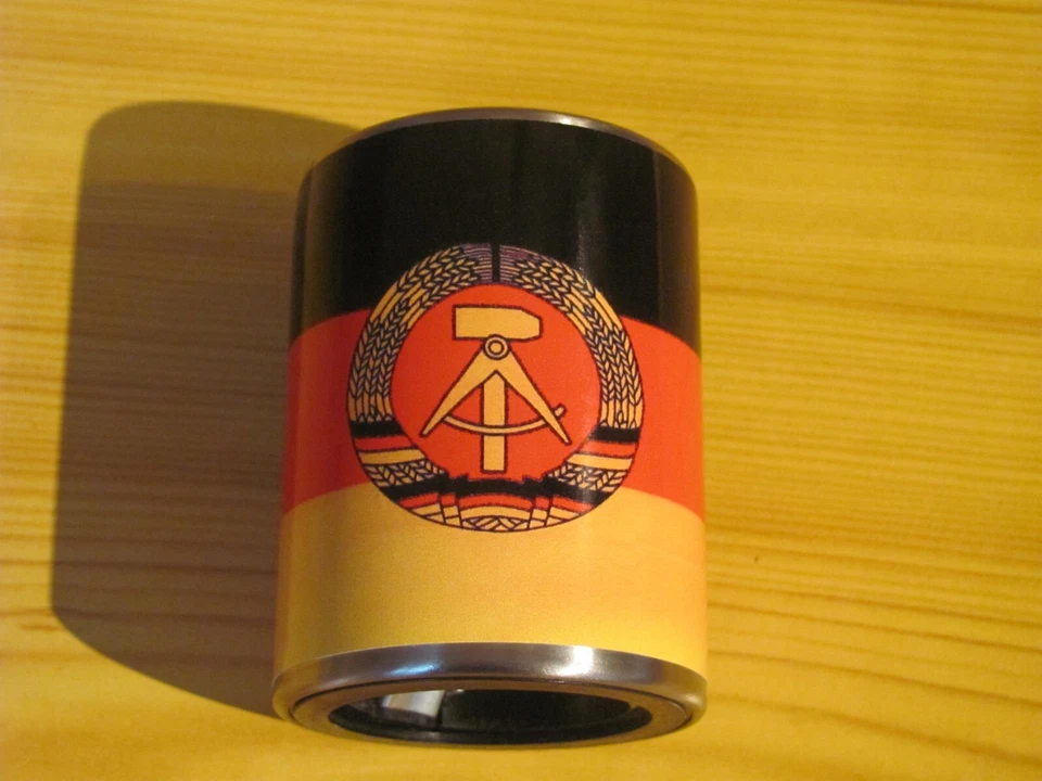 WERBEARTIKEL R. KAISER Flaschenöffner / Kapselheber Push Up ( Edelstahl ) mit Digitaldruck DDR