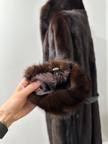 women real mink fur coat long with belt dark brown color size XL NEW!!! 1109798 - 第 14/24 張圖片