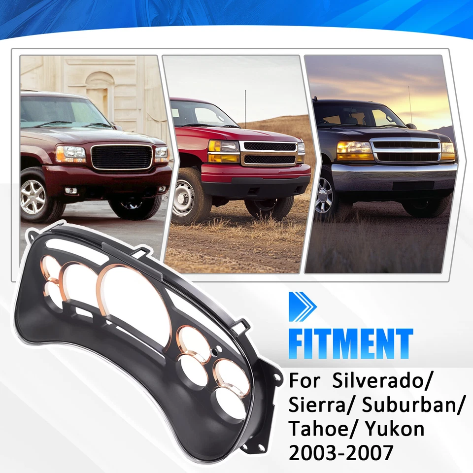 Gauge Cluster Lens Cover Gold Trim Rings for GM Trucks SUVs 2003 2004 2005 2006 Foto 3 de 4