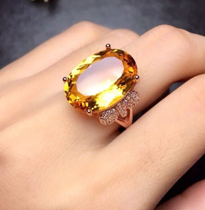 Anillo de eternidad grande de zafiro amarillo anillo de eternidad buen aspecto para hombre anillo Foto 2 de 4