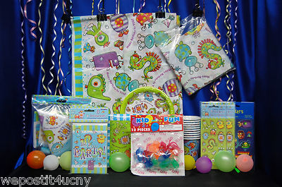 Monsters Aliens Party Set # 12 Cups Plates Napkins Tablecover Invites Stickers