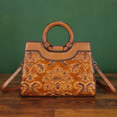 Embossed Genuine Leather Purse and Handbag Women Retro