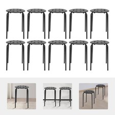 Set of 10 Portable Plastic Stack Stools 17.5" Height Backless Classroom Seating