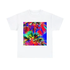 Unisex Adult T Shirt Psychedelic Neon Tropical Futuristic Nature Colorful Surf