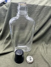 Old Mr Boston Whiskey Glass Embossed  Bottle With Shot Glass Cap/lid